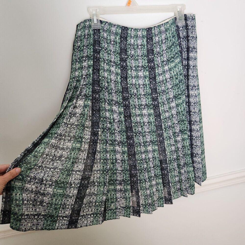 New W By Worth Skirt Size 8 Womens Green Pleated Career Lined Casual Cocktail - Picture 8 of 12